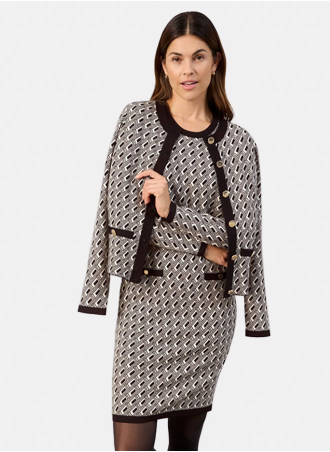 GERRY WEBER Elegant Knitted Dress With A Jacquard Pattern  - Image 3