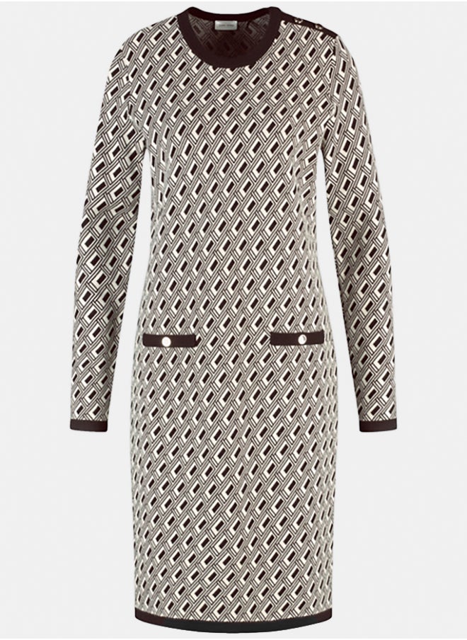 GERRY WEBER Elegant Knitted Dress With A Jacquard Pattern  - Image 4