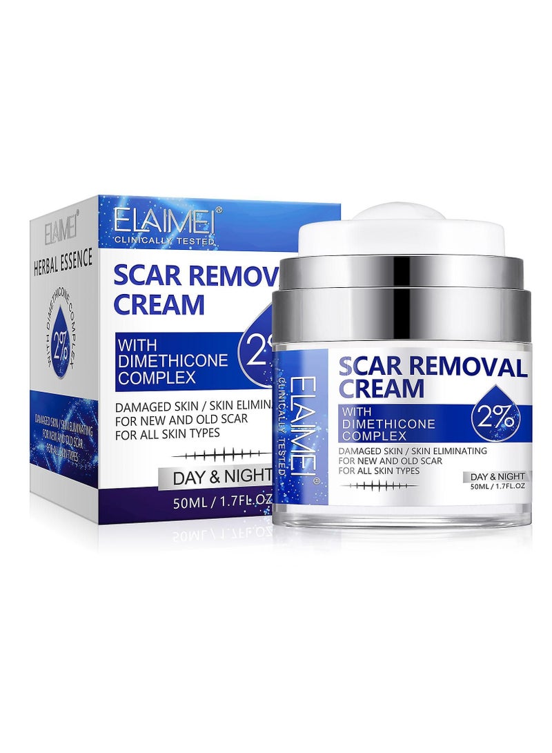 Elaimei كريم إزالة الندبات 50 مل، جل الندبات المتقدم - ينعم ويسطح الندبات الناتجة عن الجراحة والإصابات والحروق والعلاج الطبيعي للندبات للوجه والجسم - Image 1