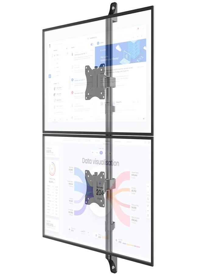 WALI Dual Monitor Wall Mount,Up to 38 inch Screens Vertical Stacked Monitor Wall Mount,VESA 75x75/100x100mm,Holds up to 22 lbs per Monitor,(012ARMV-38) Black - Image 1