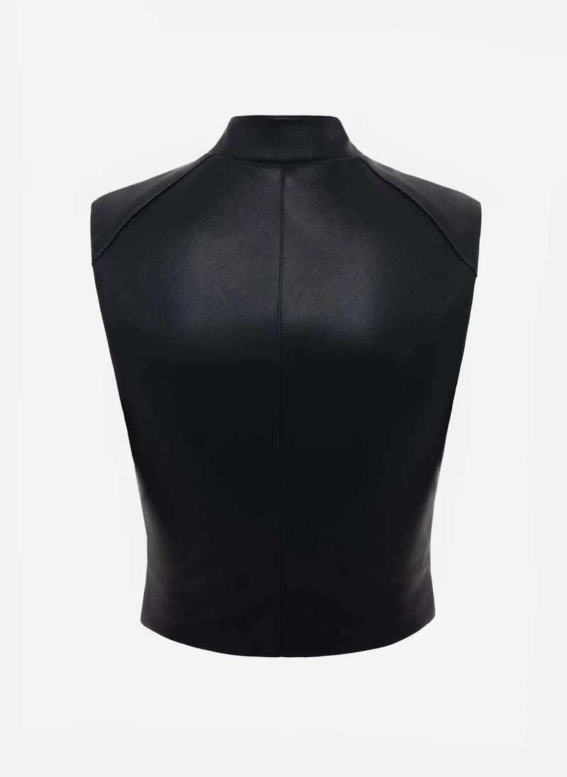 Lichi  Eco-leather top with frontal zip for Women | Best Price UAE