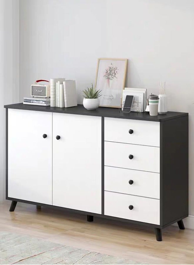 JCB CHIC خزانة تخزين متعددة الوظائف، خزانة مطبخ نورديك، خزانة شاي بزاوية، خزانة حائط غرفة معيشة حديثة خزانة عرض منزلية متعددة الطبقات (100×32×77 سم) - Image 1