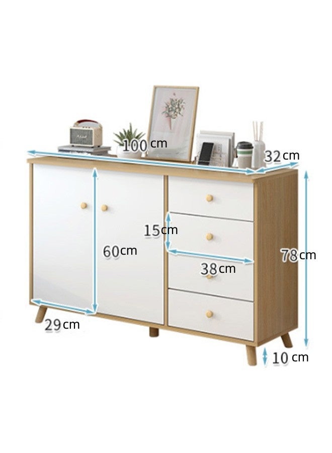 JCB CHIC خزانة تخزين متعددة الوظائف، خزانة مطبخ نورديك، خزانة شاي بزاوية، خزانة حائط غرفة معيشة حديثة خزانة عرض منزلية متعددة الطبقات (100×32×77 سم) - Image 2