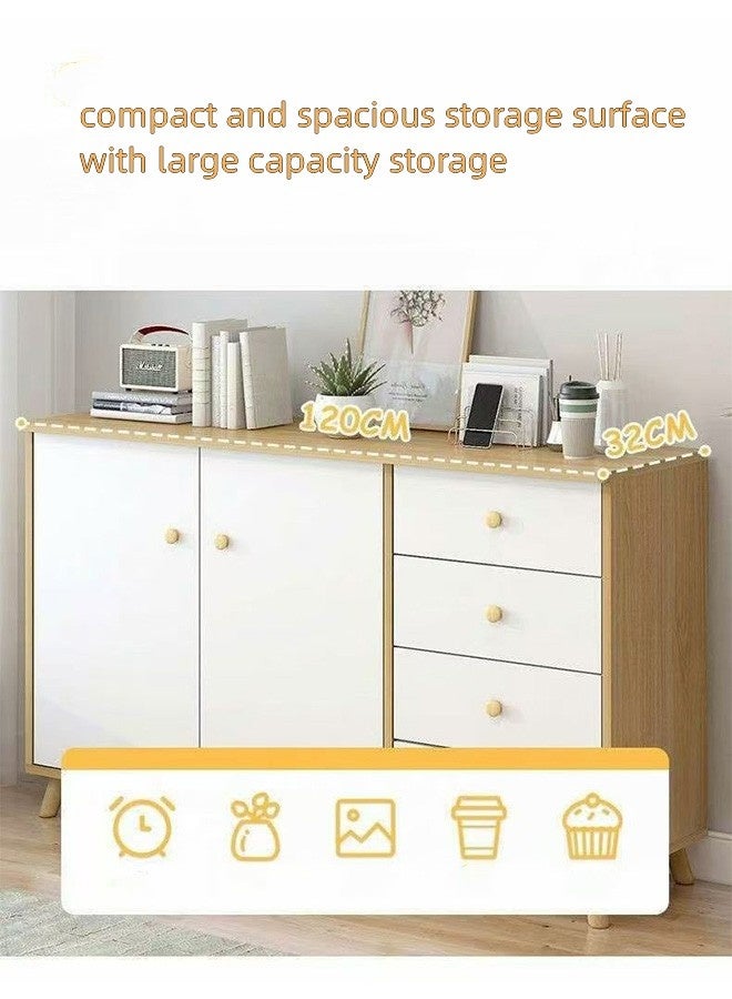 JCB CHIC خزانة تخزين متعددة الوظائف، خزانة مطبخ نورديك، خزانة شاي بزاوية، خزانة حائط غرفة معيشة حديثة خزانة عرض منزلية متعددة الطبقات (100×32×77 سم) - Image 3