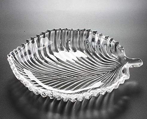 AVNISH Leaf Shape Glass Tray Decorative Plate Dish for Dry Fruits Snacks Sweets Chocolate Serving Plate for Dining Table Home Decoration - Image 2