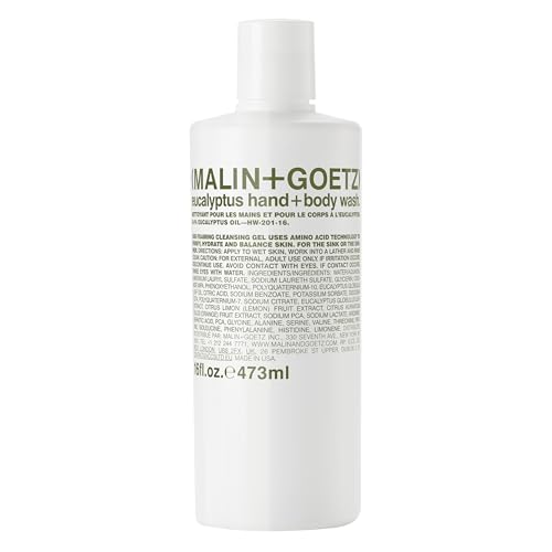 (MALIN+GOETZ) Malin + Goetz Eucalyptus Hand + Body Wash natural cleansing, purifying, hydrating hand & body wash. all skin types, dry, irritated, sensitive. No stripping/irritation. Cruelty-free & vegan 16 Fl oz - Image 1
