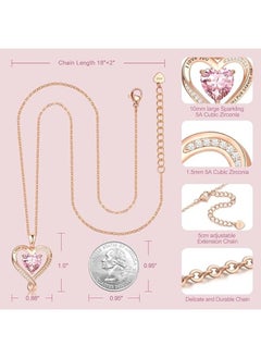 Zifeel Infinity Heart Pendant 925 Sterling Silver, Rose Gold Birthstone Necklace  - Image 5