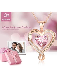 Zifeel Infinity Heart Pendant 925 Sterling Silver, Rose Gold Birthstone Necklace  - Image 4