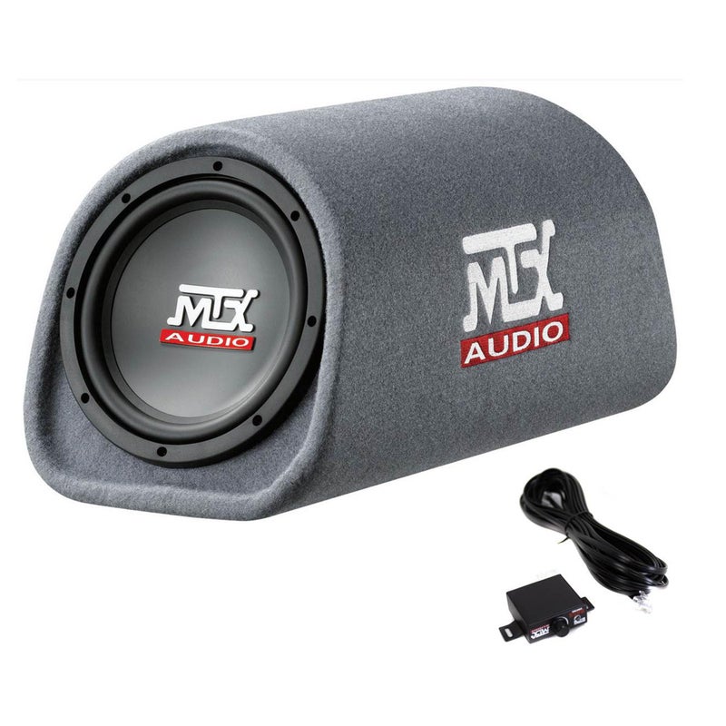 MTX Audio RT8PT 8 Inch 240 Watt Car Loaded Universal Powered High Performance Amplified Tube Box Vented Subwoofer Enclosure RCA Connectivity