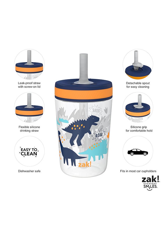 Zak Designs أكواب الأطفال من كيلسو، 15 أونصة، عبوتان، أكواب بلاستيكية متينة مقاومة للتسرب (ديناصور، زاكسوروس)  - Image 3