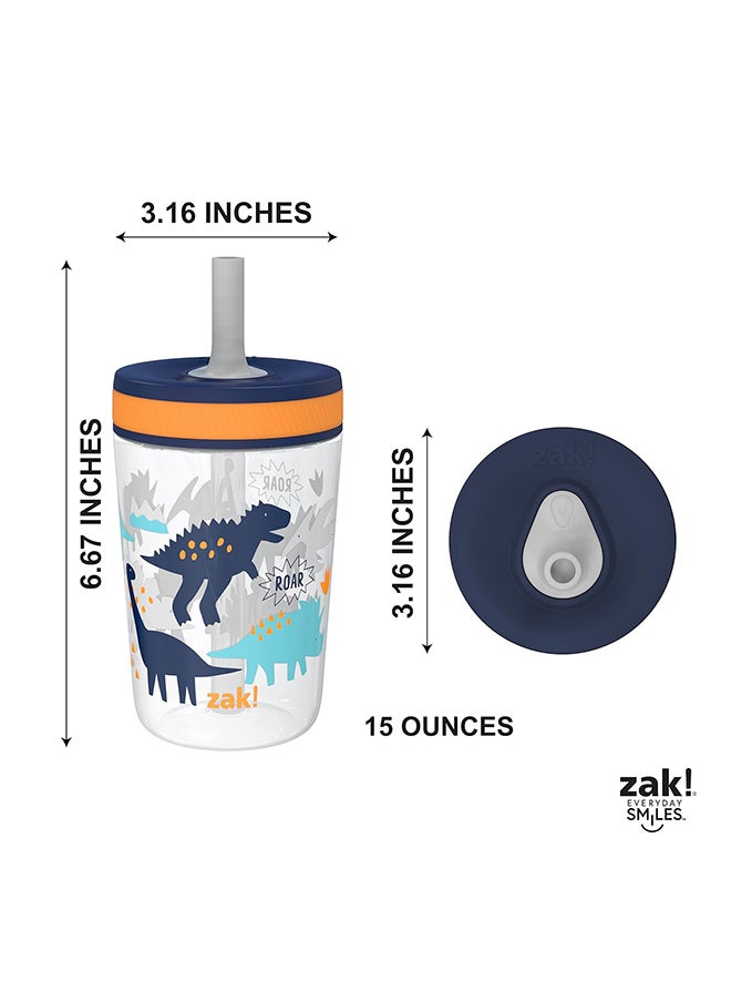 Zak Designs أكواب الأطفال من كيلسو، 15 أونصة، عبوتان، أكواب بلاستيكية متينة مقاومة للتسرب (ديناصور، زاكسوروس)  - Image 4
