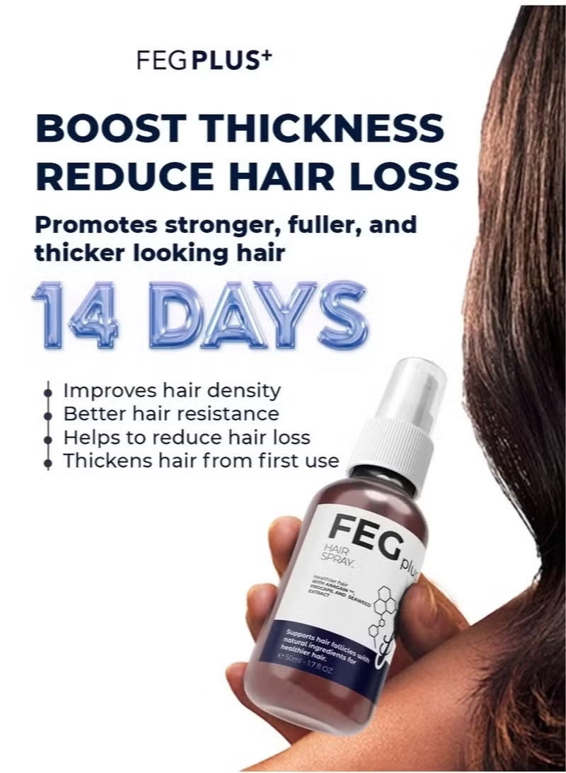 FEG Plus Hair Growth Spray 50ml | Hair & Beard Growth Serum for Men & Women | Supports Thicker, Stronger & Healthier Hair | With Minoxidil, Biotin & Seaweed Extract - Image 5