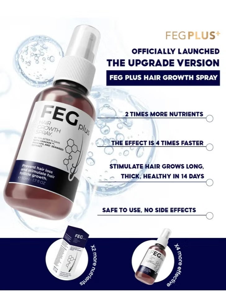 FEG Plus Hair Growth Spray 50ml | Hair & Beard Growth Serum for Men & Women | Supports Thicker, Stronger & Healthier Hair | With Minoxidil, Biotin & Seaweed Extract - Image 4