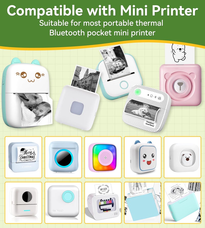 Fimax 6 Roll Mini Sticker Printer Photo Paper, 57 x 30mm Thermal Printer Paper White Self-Adhesive for PeriPage A6, Vretti TP6S Portable Thermal Pocket Printer Paper for Study Notes, Pictures - Image 2