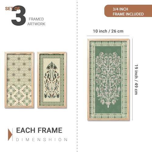 walllane Traditional Art Painting with Frame for Living Room | Indian Art Pichwai Wall Décor Paintings | Painting for wall Decoration set of 3 (10x19 inch, I) - Image 2