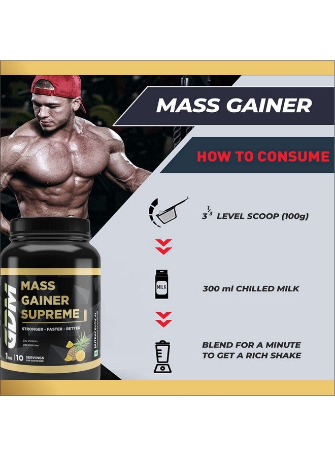 جي دي أم مكمل غذائي رياضي لزيادة الوزن مع نسبة عالية من البروتين بنكهة الأناناس | 1 كجم (10 حصص) - Image 4