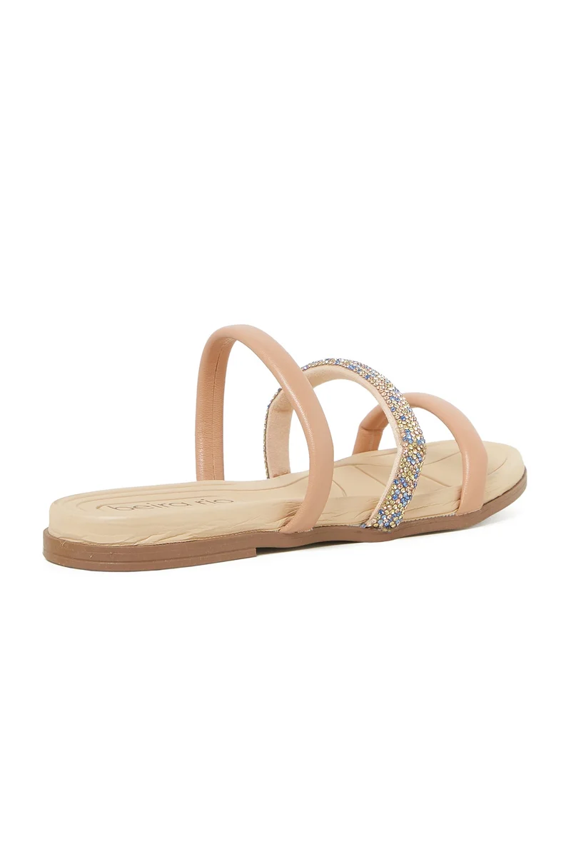 Beira Rio  BEIRA RIO Flat Sandals for Ladies – NUDE Sandals with Slip On | Comfortable PU Upper & TPR Sole for Women | Best Price UAE