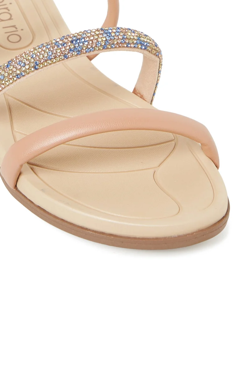 Beira Rio  BEIRA RIO Flat Sandals for Ladies – NUDE Sandals with Slip On | Comfortable PU Upper & TPR Sole for Women | Best Price UAE