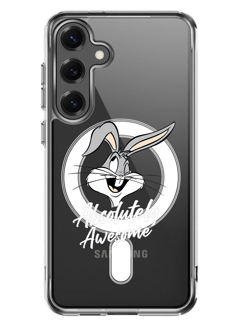 Theodor Magnetic Case for Samsung Galaxy S25 Plus 6.7-inch Compatible with MagSafe Wireless Charging, Shockproof Phone Bumper Cover Absolutely Awesome - White - Image 1