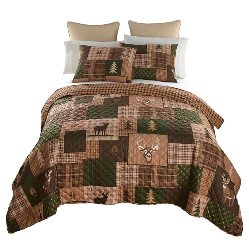 Donna Sharp FullQueen Bedding Set  3 Piece  Green Forest Lodge Quilt Set with FullQueen Quilt and Two Standard Pillow Shams  Fits Queen Size and Full Size Beds  Machine Washable - Image 1