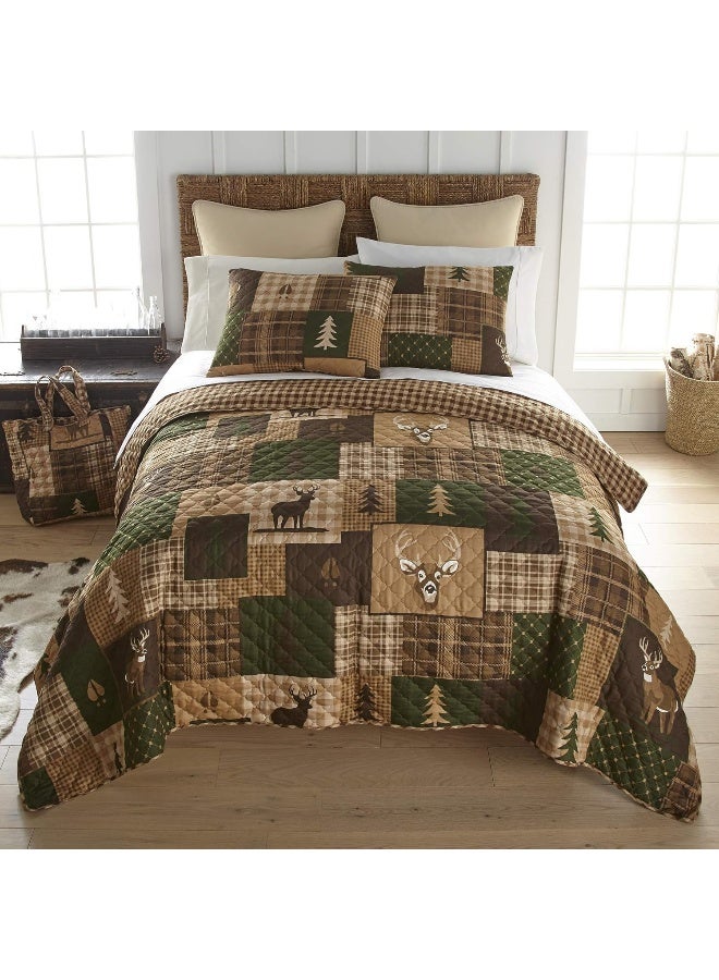Donna Sharp FullQueen Bedding Set  3 Piece  Green Forest Lodge Quilt Set with FullQueen Quilt and Two Standard Pillow Shams  Fits Queen Size and Full Size Beds  Machine Washable - Image 5