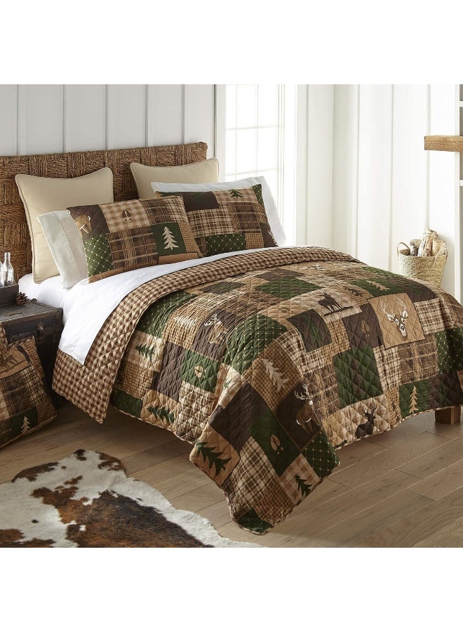 Donna Sharp FullQueen Bedding Set  3 Piece  Green Forest Lodge Quilt Set with FullQueen Quilt and Two Standard Pillow Shams  Fits Queen Size and Full Size Beds  Machine Washable - Image 2