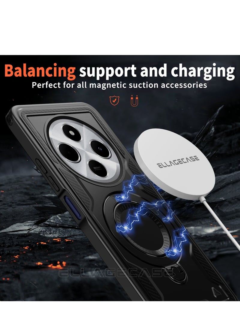 ELLAGECASE Protective Case with Ring for Xiaomi Redmi Note 14C 4G, Rugged Drop Protection, Horizontal and Vertical Stand Capability, Solid Camera Protection, Balanced Support, and Perfect Compatibility with Magnetic Accessories  - Image 2