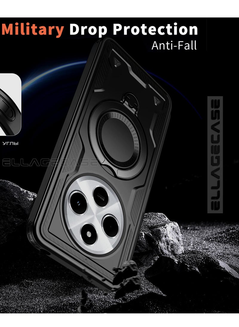 ELLAGECASE Protective Case with Ring for Xiaomi Redmi Note 14C 4G, Rugged Drop Protection, Horizontal and Vertical Stand Capability, Solid Camera Protection, Balanced Support, and Perfect Compatibility with Magnetic Accessories  - Image 3