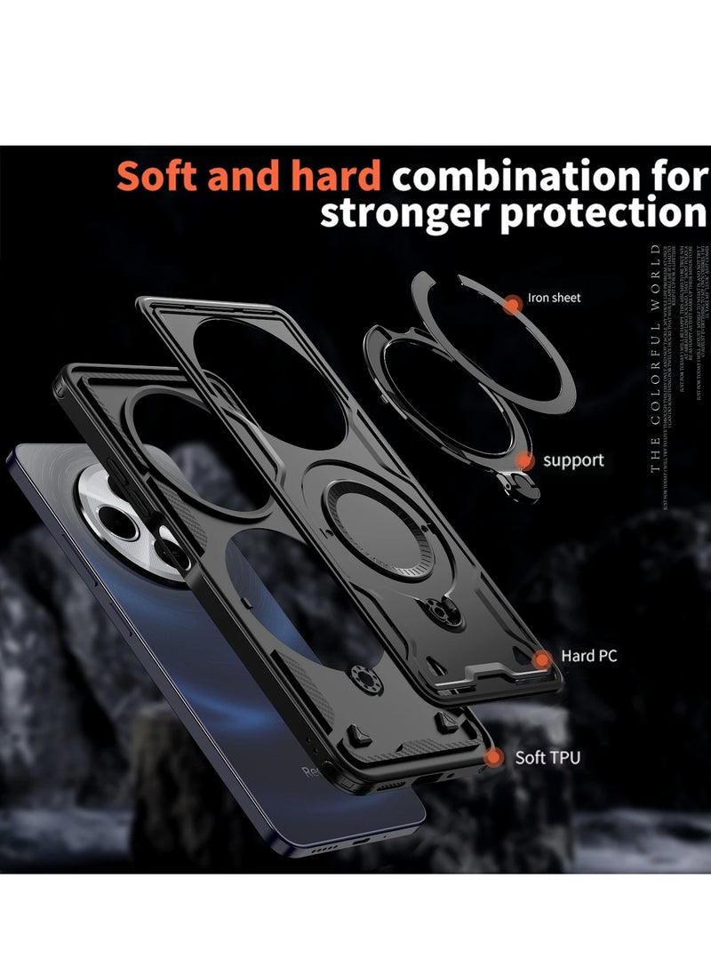 ELLAGECASE - Protective Case with Ring for Xiaomi Redmi Note 14C 4G, Rugged Drop Protection, Horizontal and Vertical Stand Capability, Solid Camera Protection, Balanced Support, and Perfect Compatibility with Magnetic Accessories - Image 1