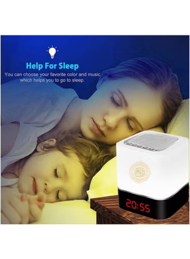 تايجر Wireless Quran Bluetooth Speaker with LED Touch Lamp & Remote – White Rechargeable Islamic Speaker with Full Quran Audio, Duas, and Nasheeds – Color-Changing Night Light – Portable, Easy-to-Use Muslim Gift for Home, Travel & Ramadan Decor  - Image 2