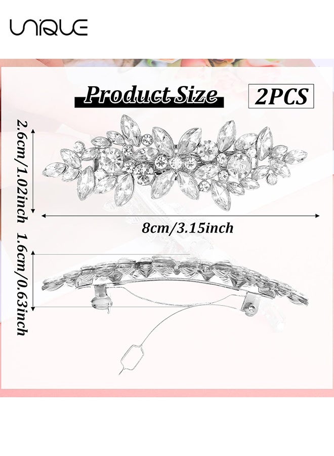 Unique 2Pcs Rhinestone Hair Pins for Women, Silver Bridal Barrettes Vintage Wedding Hairpins Silver Sparkly Crystal Hair Clips for Bridal Brides Wedding - Image 2