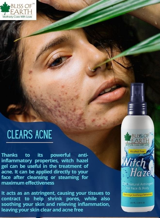 بليس اوف ايرث Bliss of Earth 3x100ML تونر طبيعي قابض للبندق النقي رائع لحب الشباب والطفح الجلدي - Image 3