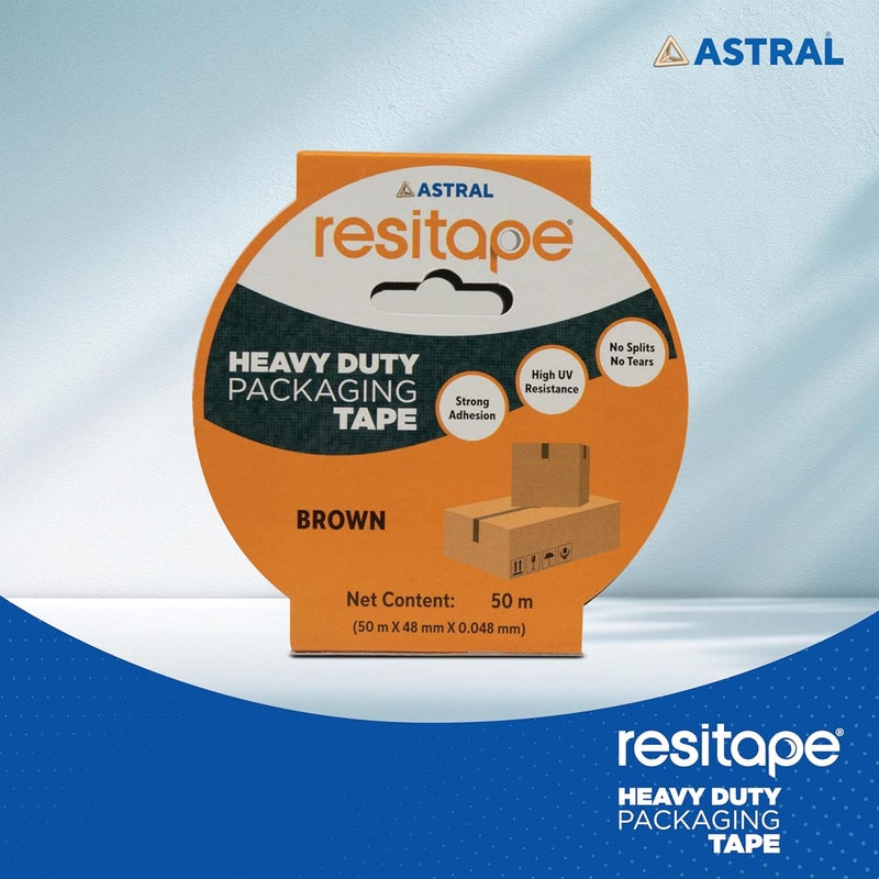 Resitape Astral BOPP Brown Tape I High Strength Packaging tape I Excellent Grip & Adhesion I High Strength & Durability I Premium Quality for Heavy Loads, DIY I 50 mtr. X 48 mm X 0.048 mm - Image 4
