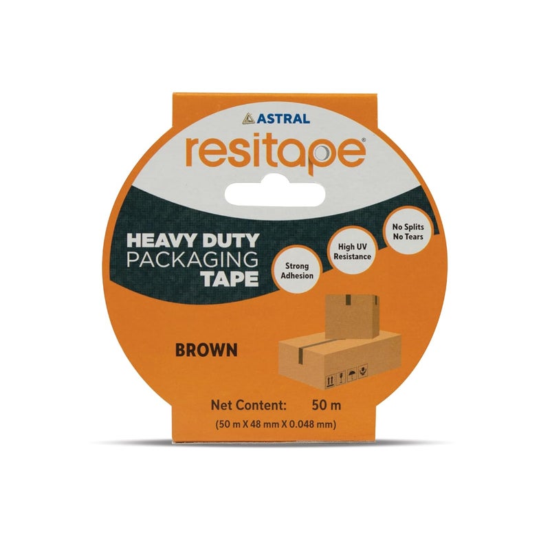Resitape Astral BOPP Brown Tape I High Strength Packaging tape I Excellent Grip & Adhesion I High Strength & Durability I Premium Quality for Heavy Loads, DIY I 50 mtr. X 48 mm X 0.048 mm - Image 1