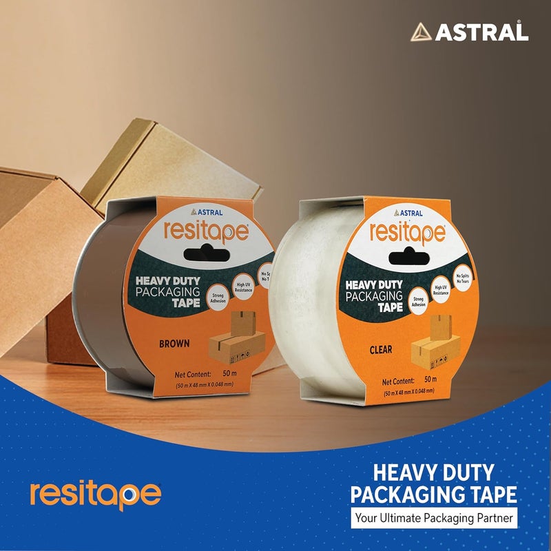 Resitape Astral BOPP Brown Tape I High Strength Packaging tape I Excellent Grip & Adhesion I High Strength & Durability I Premium Quality for Heavy Loads, DIY I 50 mtr. X 48 mm X 0.048 mm - Image 5