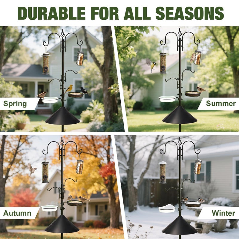 ERYTLLY Bird Feeders Bird Feeding Station Kit Bird Feeding Pole Wild Bird Feeder Hanging Kit with Squirrel Guard Baffle Suet Cage Tube Bird Feeder Planter Hanger Multi Feeder for Attracting Wild Birds - Image 5