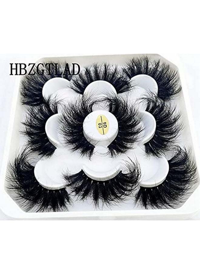 HBZGTLAD - New 5 Pairs 25 Mm 3D Mink Lashes Bulk Faux With Custom Natural Mink Lashes Pack Short Wholesales False Eyelashes (9D 03) - Image 1
