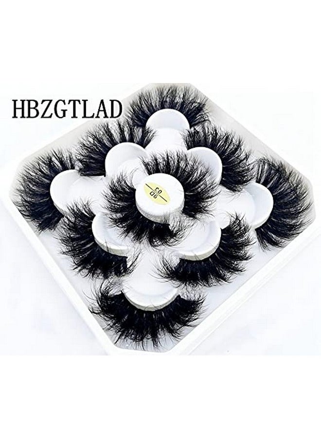 HBZGTLAD - New 5 Pairs 25 Mm 3D Mink Lashes Bulk Faux With Custom Natural Mink Lashes Pack Short Wholesales False Eyelashes (9D 03) - Image 1