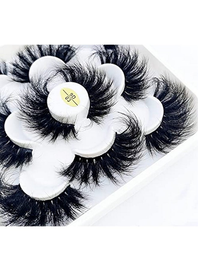 HBZGTLAD - New 5 Pairs 25 Mm 3D Mink Lashes Bulk Faux With Custom Natural Mink Lashes Pack Short Wholesales False Eyelashes (9D 03) - Image 1