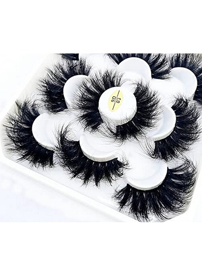 HBZGTLAD - New 5 Pairs 25 Mm 3D Mink Lashes Bulk Faux With Custom Natural Mink Lashes Pack Short Wholesales False Eyelashes (9D 03) - Image 1