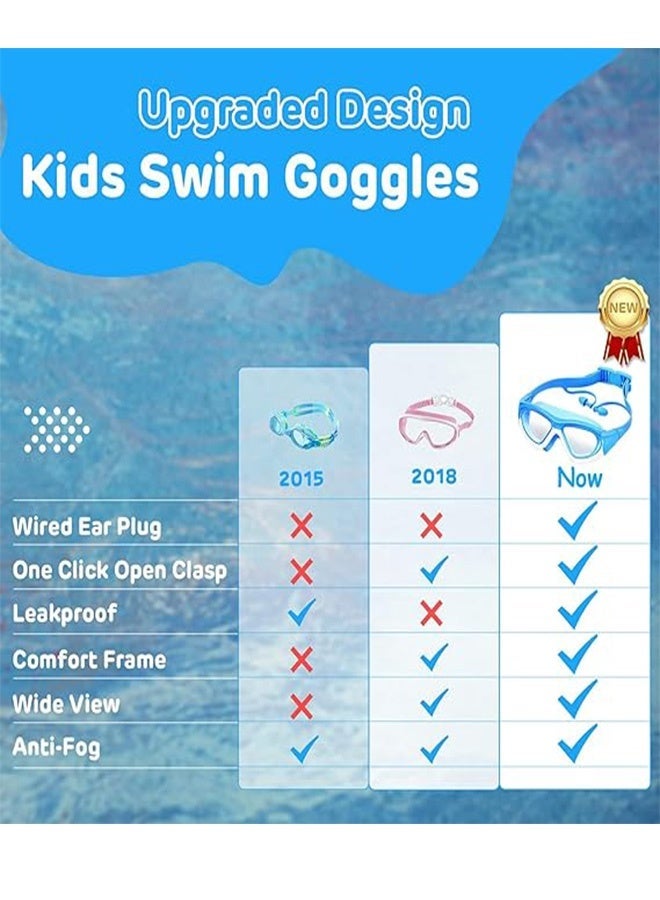 Kids Swimming Goggles Soft Silicone Frame with Modern Contour Design UV Protection Anti-Fog Seal Pool Beach Swim Lessons Ages 3–14 - Image 2