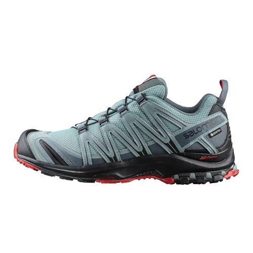 Salomon Men’s XA PRO 3D Gore-Tex Waterproof Trail Running Shoes - Lead/Black/Barbados Cherry - 12 - Image 1