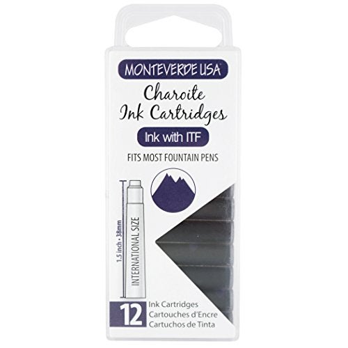 Monteverde USA International Standard Ink Cartridges - Charoite - Unique and Captivating Writing Ink, Compatible with Most Fountain Pens, 12-Pack Box - Image 1