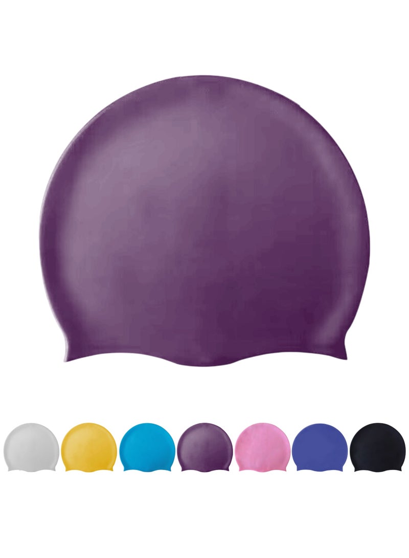 هايست قبعة سباحة سيليكون بنفسجية للجنسين - مقاومة للماء، مرنة، مثالية للشعر الطويل - Image 1