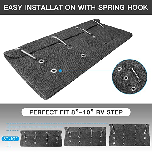 OKBA RV Step Covers,Camper Step Covers for 22 Inch RV Camper 8-10" Deep Radius Stairs Only - 3 Pack Gray Stair Rug Carpets - Image 5