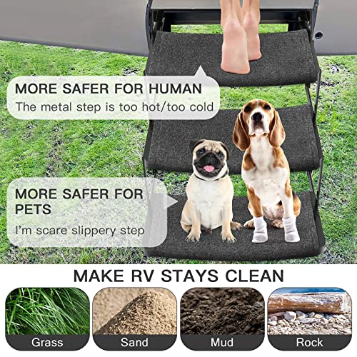 OKBA RV Step Covers,Camper Step Covers for 22 Inch RV Camper 8-10" Deep Radius Stairs Only - 3 Pack Gray Stair Rug Carpets - Image 3