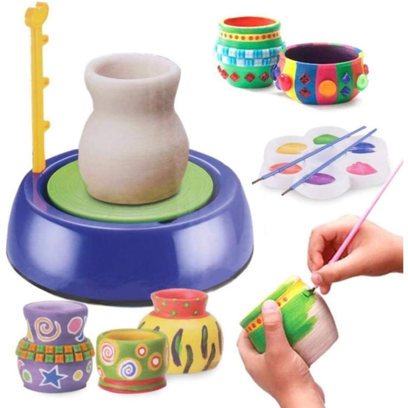 ZAMZIN Kids Electric Pottery Wheel Kit, Complete DIY Clay Craft Studio with Air-Dry Clay, Tools, and Mini Pottery Machine, Educational Art Toy for Children, for Ages 5+, Home - Image 1