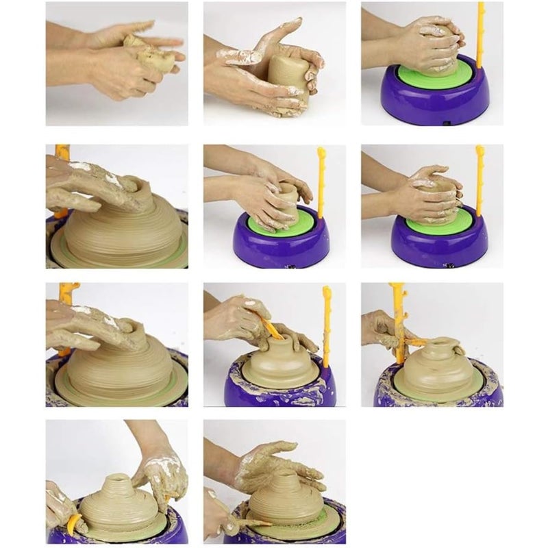 ZAMZIN Kids Electric Pottery Wheel Kit, Complete DIY Clay Craft Studio with Air-Dry Clay, Tools, and Mini Pottery Machine, Educational Art Toy for Children, for Ages 5+, Home - Image 3