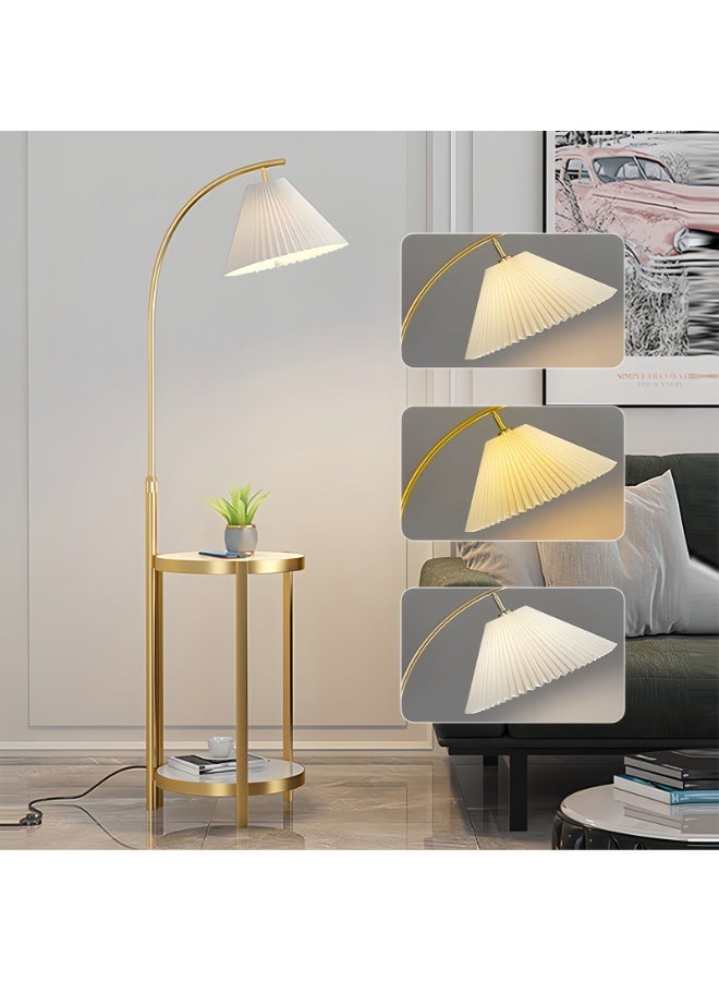 Sharpdo Arc Floor Lamp with Side Table, 3-Color Dimmable LED (3000K-6000K) 12W Standing Lamp with Storage Shelf for Living Room Bedroom - Image 1