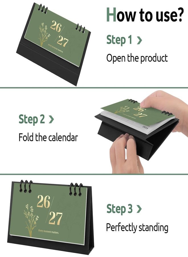 Zuozee Small Desk Calendar 2024-2025, 6.8" x 3.7", Mini Desktop Calendar - Runs From July 2024 Until Dec. 2025, 18 Months Standing Flip Calendar for School, Home and Office Supplies - Image 3